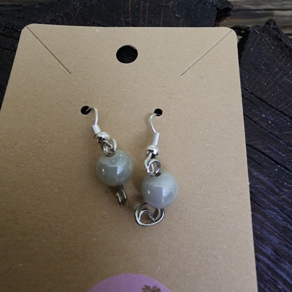 Handmade Round pearlescent beaded Earrings